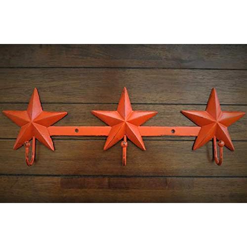 Star Metal Wall Hanger, Large Hook Rack for Entrance, Fire Orange or Pick Color, Hanging Coats Jackets Hats Keys, Bathroom Towel Holder