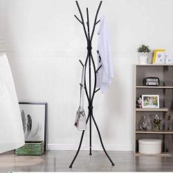 Ymjdmb Metal Coat Stand Clothes and Hat Rack Free Standing Hanger Hall Tree with 11 Hooks for Foyer Office Bedroom (Color : Black)