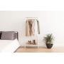IRIS Metal Garment Rack with Wood Shelf, White and Light Brown