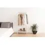 IRIS Metal Garment Rack with Wood Shelf, White and Light Brown IRIS Metal Garment Rack with Wood Shelf, White and Light Brown