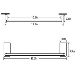 LuckIn 12 Inch Towel Bar Self Adhesive Towel Rod, Stick on Wall Hand Towel Hanger Brushed Nickel, Stainless Steel Single Towel Holder Door No Drill Hanging for Bathroom and Kitchen, TR0012SA