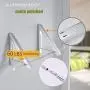 TOOGOO Folding Clothes Hanger Adjustable Drng Rack Retractable Coat Hanger Home Storage Organir Instant Clot, Wall Mounted with Screws,Matte Polished Aluminum alloy2 Packs
