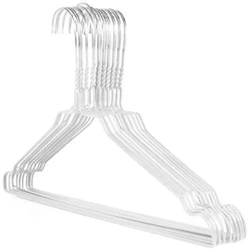 HANGERWORLD 450 White Coating 16inch Metal Wire 13 Gauge Pants Bar Coat Clothes Garment Hangers HANGERWORLD 450 White Coating 16inch Metal Wire 13 Gauge Pants Bar Coat Clothes Garment Hangers