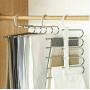 5pcs Random Color Fashion 5 in 1 Pant Rack Shelves Stainless Steel Clothes Hangers Multi-Functional Wardrobe Magic Hanger