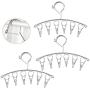 Chuiouy 3Pcs Stainless Steel Laundry Drying Rack Drip Hanger with 6/8/10 Clips Automatic Windproof Hook for Underwear Sock Glove Clothes