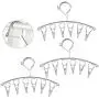 MEIYIN 3Pcs Stainless Steel Laundry Drying Rack Drip Hanger with 6/8/10 Clips Automatic Windproof Hook for Underwear Sock