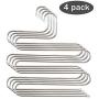 Pants Hangers S-Shape Trousers Hangers Stainless Steel Clothes Hangers Space Saving Closet Organizer for Pants Jeans Scarf (4-Pieces)