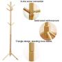 Ellymi Premium Wooden Coat Rack Freestanding with 9 Hooks Painted Solid Wood Tree Hangers for Coats, Hats, Scarves, Clothes and Handbags 48x48x175cm, Wood Color Tree Rack Stand for Coats Clothes