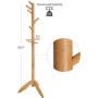 VASAGLE Coat Rack Stand with 11 Rounded Hooks, Wooden Hall Tree Enterway Coat Hanger Holder Free Standing for Clothes, Hats, Purses, Golden Oak URCR02BR