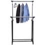 Double Rail Adjustable Garment Rack Rolling Clothes Hanger w/Shoe Rack Portable