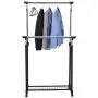 Double Rail Adjustable Garment Rack Rolling Clothes Hanger w/Shoe Rack Portable Double Rail Adjustable Garment Rack Rolling Clothes Hanger w/Shoe Rack Portable