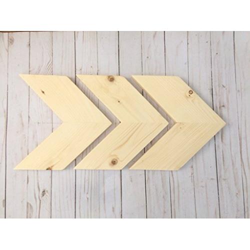 Chevron Wood Arrows - Unfinished - Set of 3 (Hangers included).