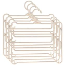 Dasior 4 Pcs Plastic Multi-Layer Trousers Hanging Rack Holder, Rotatable Non Slip Closet Hangers Space Saver for Pants Clothes Scarf Storage Beige