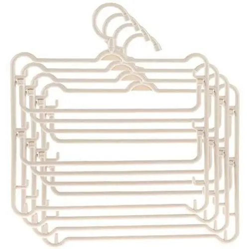 Dasior 4 Pcs Plastic Multi-Layer Trousers Hanging Rack Holder, Rotatable Non Slip Closet Hangers Space Saver for Pants Clothes Scarf Storage Beige