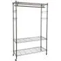 Modrine Heavy Duty Clothing Rack, 3 Tiers Portable Clothes Racks, with Lockable Rolling Wheels, 4 Side Hooks and 1 Clothes Rod (Gray) Modrine Heavy Duty Clothing Rack, 3 Tiers Portable Clothes Racks, with Lockable Rolling Wheels, 4 Side Hooks and 1 Clothes Rod (Gray)