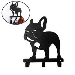 French Bulldog Shaped Black Coated Metal Hook Bathroom Clothes Towel Hook Wall Mounted Kitchen Heavy Duty Door Hanger (Standing Frenchie)