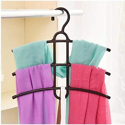 Multifunctional Creative Fishbone Anti-Skid Multi Layers Clothes Hanger Plastic Scarf Clothes Hangers Hangers Storage Racks 10pcs Random Color