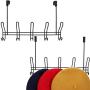 Mebbay 2 Pack Over The Door Hook Rack, Door Mounted Heavy Duty Organizer Hooks, Over Door Hanger for Clothes, Coats, Towels, Hats or Handbags - 5 Dual Hooks, Black