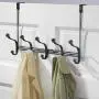 mDesign Decorative Over Door 10 Hook Metal Storage Organizer Rack for Coats, Hoodies, Hats, Scarves, Purses, Leashes, Bath Towels, Robes, Men and Womens Clothing - Matte Black