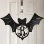 Monogram Bat Door Hanger - Halloween Door Hanger - Black Bat Initial Wreath - Fall Door Hanger - Black Bat Wreath - Halloween Decor