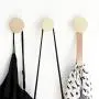 Round Beech Wood & Brass Wall Hook with Leather Loop - Modern design wall mounted coat hanger Round Beech Wood & Brass Wall Hook with Leather Loop - Modern design wall mounted coat hanger