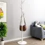 Pokerty DIY Standing Clothes Rack, Wooden Hanger Floor Standing Coat Rack Home Furniture Clothes Round Base Rack Vintage Tree Clothes Rack(White)