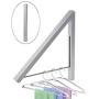 GADENT Folding Clothes Hanger, Drying Rack, Wall Mounted Retractable Clothes Rack, Aluminum, Home Storage Organiser Space Savers, Easy Installation (2 pack, with 4 hooks)