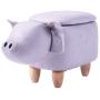 TREXM Have-Fun Series Upholstered Ride-on Storage Ottoman Footrest Stool with Vivid Adorable Animal Shape Storage Box,Pig Toys, Gray