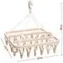 w5bhj88 Laundry Hanger Drying Rack - Foldable Clip and Drip Hanger with 32 Clips for Socks, Baby Clothes, Cloth Diapers, Bras, Towel, Underwear, Hat, Scarf, Pants, Gloves (Pink)
