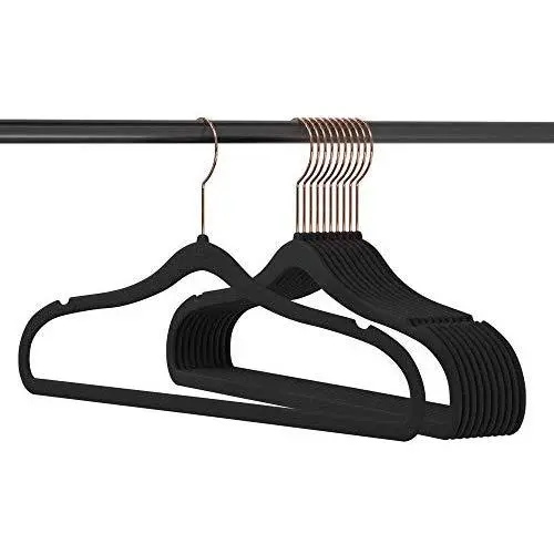 Zhuanjiao Premium Quality Velvet Hangers 20 Pack-Ultra Thin Hangers Non Slip Velvet Suit Hangers - Swivel Hooks, Heavyduty Velvet Hangers - Space Saving Adult Clothes Hangers Black (Renewed)