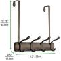 mDesign Decorative Over Door 8 Hook Metal Storage - Long Easy Reach Organizer Rack for Jackets, Coats, Hoodies, Hats, Scarves, Purses, Leashes, Bath Towels, Robes, Men, Womens Clothing - Bronze