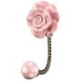 Indianshelf Handmade 2 Artistic Vintage Pink Ceramic Flower Wall Hooks Hangers/Clothes Hooks for Wall