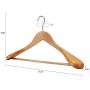 meqution Coat Hanger 8-Pack, Wood Hangers Trouser Hangers Extra Wide Shoulder Wooden Hangers for Heavy Coat, Sweater, Skirt, Suit, Pants, Retro Finish (Natural Finish)