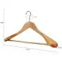 meqution Coat Hanger 8-Pack, Wood Hangers Trouser Hangers Extra Wide Shoulder Wooden Hangers for Heavy Coat, Sweater, Skirt, Suit, Pants, Retro Finish (Natural Finish)