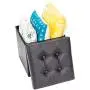 Beowind Practical Folding Storage Ottoman Versatile Space-Saving Storage Square Shape Surface Toy Boxes Footstool Black (02 Black)