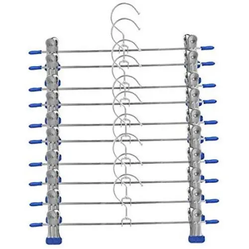 10 Pcs Stainless Steel Trouser Hanger Rack Coat Pants Skirt Hangers Clothes Stand Holder with 2 Adjustable Non-Slip Clips 28cm 10 Pcs Stainless Steel Trouser Hanger Rack Coat Pants Skirt Hangers Clothes Stand Holder with 2 Adjustable Non-Slip Clips 28cm