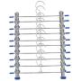 10 Pcs Stainless Steel Trouser Hanger Rack Coat Pants Skirt Hangers Clothes Stand Holder with 2 Adjustable Non-Slip Clips 28cm