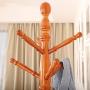 HGXC Solid Wood Coat Rack, Creative Floor-Standing Bedroom Hanger Porch Hanger Wood Color/White Clothes Hook (Color : Wood Color)