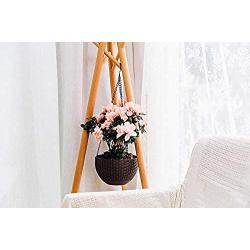 Hanging Flower Pot Balcony Brown Plastic Rattan Design Hanging Bowl Hanging Hanging Pile Bag 2 Planting Basketball-Shaped Hanging Basket Modern Decorative Hanger