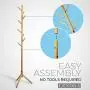 LENDRA Deluxe Wooden Coat Rack Tree ? 8 Hook Adjustable Height Hat, Jacket and Sweater Hanging Stand ? Easy Assembly ? Elegant Design for Home or Office Hall and Entryway