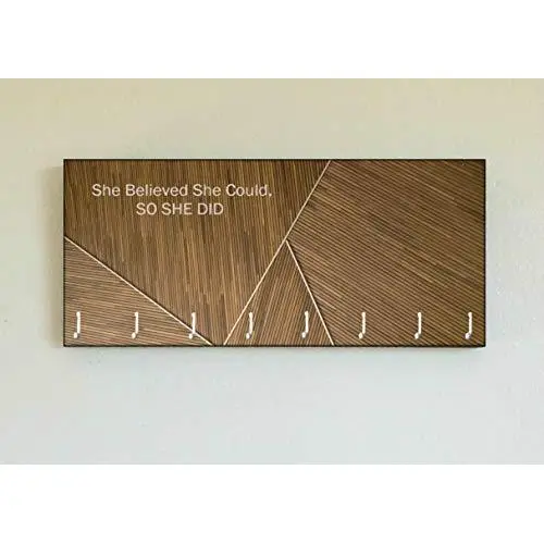Race Medal Holder/Running Medal Hanger - SHE BELIEVED SHE COULD SO SHE DID- Wood Wall Mounted Medal Organizer. CUSTOMIZATION Available