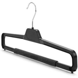 HANGERWORLD 10 Black 15.7inch Plastic Anti Slip Foam Coat Clothes Garment Pants Bar Hanger Metal Hook