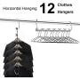 Luckindom Space Saving Clothes Hangers, Magic Metal Closet Hanger Organizers, 4 Pack Stainless Steel Wardrobe Clothing Cascading Hangers for Easy Storage of Pants, Shirts, Coats (Single Row)