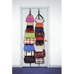 Perfect Curve BragRack18 Over-The-Door Purse Organizer, Two Straps, Holds Up To 18 Bags, Black