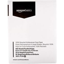 AmazonBasics 30% Recycled Multipurpose Copy Printer Paper - 8.5 x 11 Inches, 10 Ream case (5,000 Sheets)