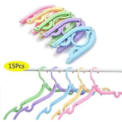 YABOO 15Pcs Folding Travel Hangers Portable Clothes Hangers for Home Travel Camping (15Pcs) YABOO 15Pcs Folding Travel Hangers Portable Clothes Hangers for Home Travel Camping (15Pcs)