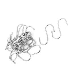 uxcell Metal 68mm Long S Shaped Clothes Towel Hanger Bag Holder Hooks 20pcs