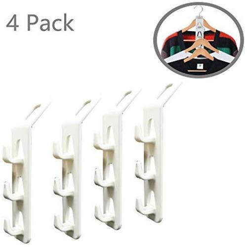 Alovexiong 4 Pack Multi-Funct Cascading Clothes Hanger Hooks Series Multi-Layer Cabinet Clothes Connection Folding Storage Clothes Hanger Hook Plastic Space Saving Multi-Hang Coat Clothes Hanger Hooks