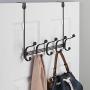 mDesign Decorative Long Easy Reach Over Door or Wall Mount 10 Hook Metal Storage Organizer Rack for Coats, Jackets, Hoodies, Hats, Scarves, Purses, Leashes, Bath Towels & Robes - Bronze