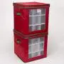 Household Essentials 552RED Medium Christmas Tree Ornament Storage Boxes | Stores Up to 27 Xmas Ornaments | Red Bin with Green Trim Household Essentials 552RED Medium Christmas Tree Ornament Storage Boxes | Stores Up to 27 Xmas Ornaments | Red Bin with Green Trim